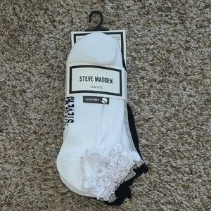 Steve Madden White and Black Low Cut Socks